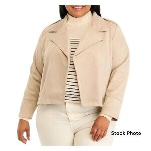 Philosophy‎ Republic Clothing Wms Faux Suede Moto Bomber Jacket Creme Large EUC